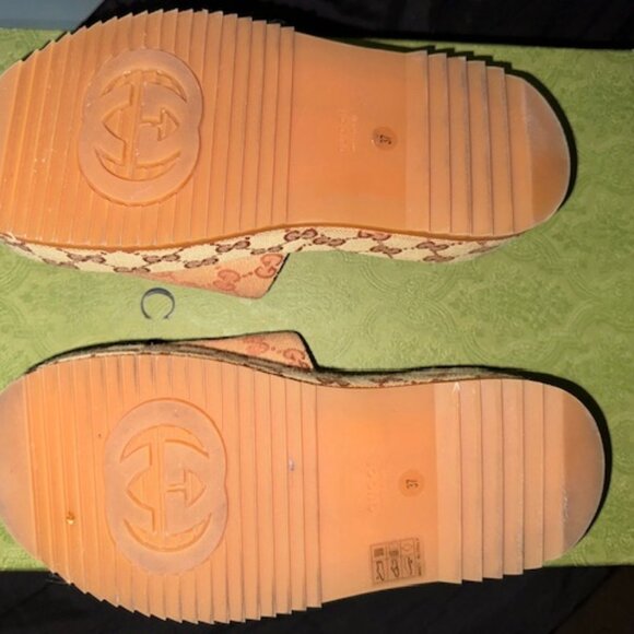 GUCCI CANVAS PRINTED SLIDES- BURGENDY / TAN - Picture 6 of 6